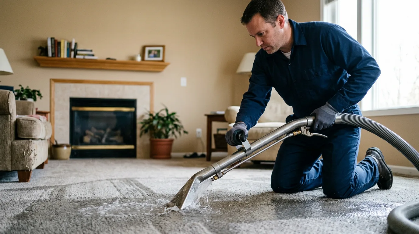 Water damage restoration technician working near Hershey, PA